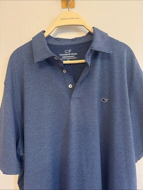 Vineyard Vines Navy Blue Microstripe Performance Polo